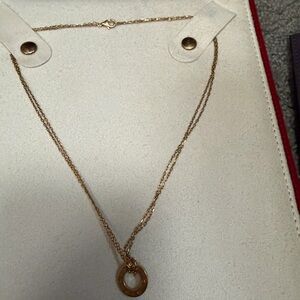 Cartier LOVE 18k yellow Gold Double Chain Necklace with Circle Pendant